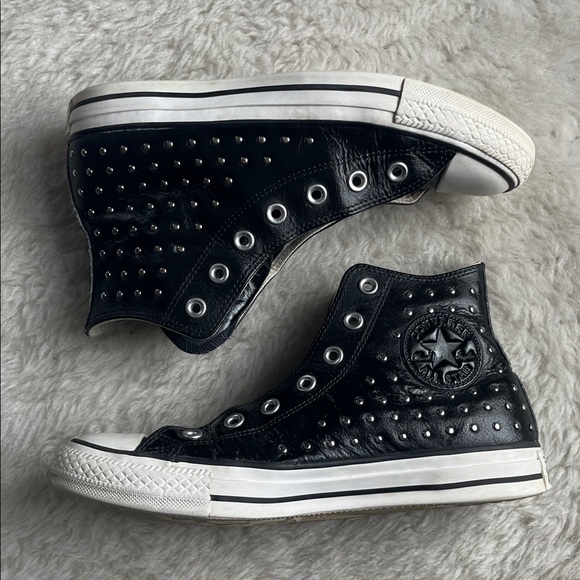 Converse CTAS Black leather High-Tops with silver stud detail size - Picture 3 of 12